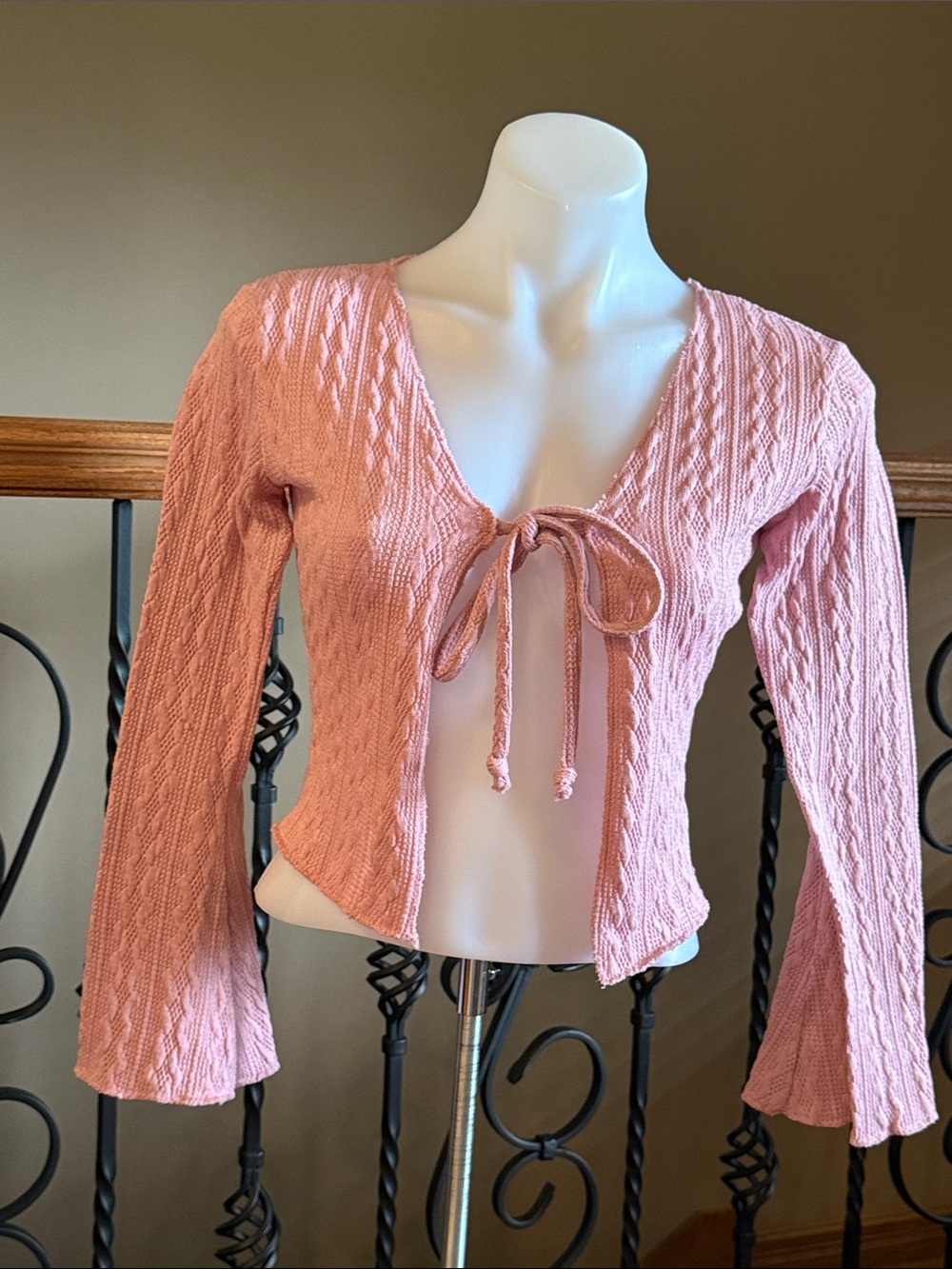 Tie front cropped sweater